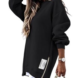 Chic Black Zipper Sweatshirt